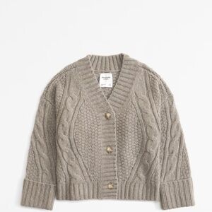 Mango Women's Cable Knit Cardigan Sweater - Taupe